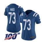 Women's Indianapolis Colts #73 Joe Haeg Royal Blue Team Color Vapor Untouchable Limited Player 100th Season Football Jersey