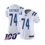 Women's Indianapolis Colts #74 Anthony Castonzo White Vapor Untouchable Limited Player 100th Season Football Jersey