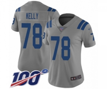 Women's Indianapolis Colts #78 Ryan Kelly Limited Gray Inverted Legend 100th Season Football Jersey