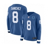 Women's Indianapolis Colts #8 Rigoberto Sanchez Limited Blue Therma Long Sleeve Football Jersey