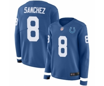 Women's Indianapolis Colts #8 Rigoberto Sanchez Limited Blue Therma Long Sleeve Football Jersey