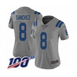 Women's Indianapolis Colts #8 Rigoberto Sanchez Limited Gray Inverted Legend 100th Season Football Jersey