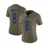 Women's Indianapolis Colts #8 Rigoberto Sanchez Limited Olive 2017 Salute to Service Football Jersey