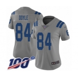 Women's Indianapolis Colts #84 Jack Doyle Limited Gray Inverted Legend 100th Season Football Jersey