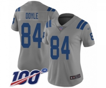 Women's Indianapolis Colts #84 Jack Doyle Limited Gray Inverted Legend 100th Season Football Jersey