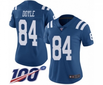 Women's Indianapolis Colts #84 Jack Doyle Limited Royal Blue Rush Vapor Untouchable 100th Season Football Jersey