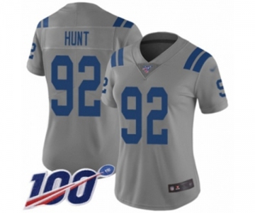 Women's Indianapolis Colts #92 Margus Hunt Limited Gray Inverted Legend 100th Season Football Jersey