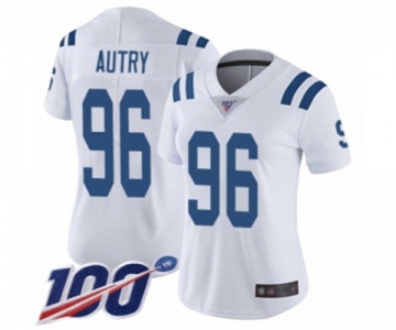 Women's Indianapolis Colts #96 Denico Autry White Vapor Untouchable Limited Player 100th Season Football Jersey