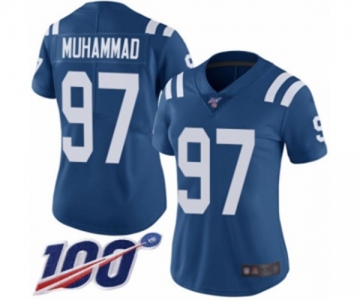 Women's Indianapolis Colts #97 Al-Quadin Muhammad Royal Blue Team Color Vapor Untouchable Limited Player 100th Season Football Jersey