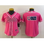 Women's Indianapolis Colts Team Big Logo Pink With Patch Cool Base Stitched Baseball Jersey