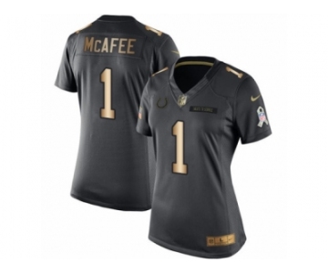 Women's Nike Indianapolis Colts #1 Pat McAfee Limited Black Gold Salute to Service NFL Jersey