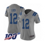 Women's Nike Indianapolis Colts #12 Andrew Luck Limited Gray Inverted Legend 100th Season NFL Jersey