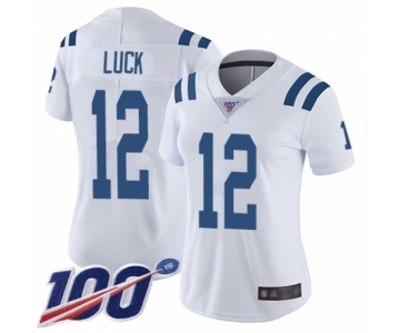 Women's Nike Indianapolis Colts #12 Andrew Luck White Vapor Untouchable Limited Player 100th Season NFL Jersey