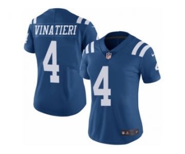 Women's Nike Indianapolis Colts #4 Adam Vinatieri Limited Royal Blue Rush NFL Jersey