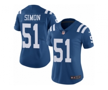 Women's Nike Indianapolis Colts #51 John Simon Limited Royal Blue Rush NFL Jersey