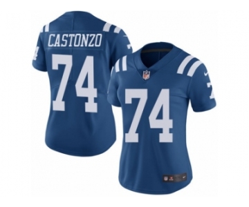 Women's Nike Indianapolis Colts #74 Anthony Castonzo Limited Royal Blue Rush NFL Jersey