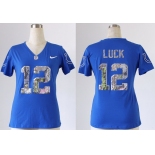 nike women nfl jerseys indianapolis colts #12 luck blue[刺绣亮片]