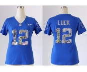 nike women nfl jerseys indianapolis colts #12 luck blue[刺绣亮片]