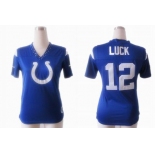 nike women nfl jerseys indianapolis colts #12 luck field flirt fashion blue[nike 2012]