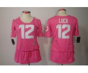 nike women nfl jerseys indianapolis colts #12 luck pink[breast cancer awareness]