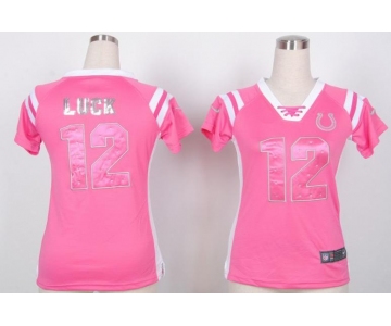 nike women nfl jerseys indianapolis colts #12 luck pink[fashion Rhinestone sequins]