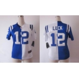 nike women nfl jerseys indianapolis colts #12 luck white-blue[Elite split]