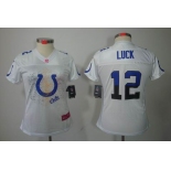 nike women nfl jerseys indianapolis colts #12 luck white[2012 fem fan]