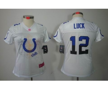 nike women nfl jerseys indianapolis colts #12 luck white[2012 fem fan]