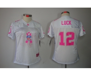 nike women nfl jerseys indianapolis colts #12 luck white[breast cancer awareness fashion]