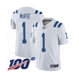 Youth Indianapolis Colts #1 Pat McAfee White Vapor Untouchable Limited Player 100th Season Football Jersey