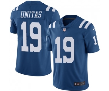 Youth Indianapolis Colts #19 Johnny Unitas Limited Royal Blue Rush Vapor Untouchable Football Jersey