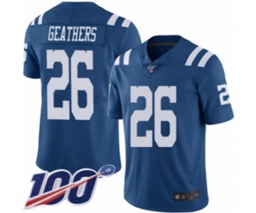 Youth Indianapolis Colts #26 Clayton Geathers Limited Royal Blue Rush Vapor Untouchable 100th Season Football Jersey