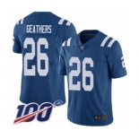 Youth Indianapolis Colts #26 Clayton Geathers Royal Blue Team Color Vapor Untouchable Limited Player 100th Season Football Jersey