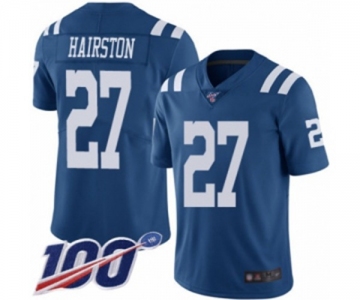 Youth Indianapolis Colts #27 Nate Hairston Limited Royal Blue Rush Vapor Untouchable 100th Season Football Jersey