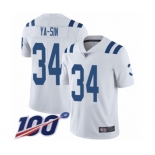 Youth Indianapolis Colts #34 Rock Ya-Sin White Vapor Untouchable Limited Player 100th Season Football Jersey