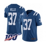 Youth Indianapolis Colts #37 Khari Willis Limited Royal Blue Rush Vapor Untouchable 100th Season Football Jersey