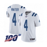 Youth Indianapolis Colts #4 Adam Vinatieri White Vapor Untouchable Limited Player 100th Season Football Jersey