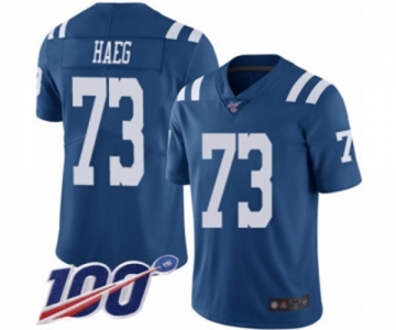 Youth Indianapolis Colts #73 Joe Haeg Limited Royal Blue Rush Vapor Untouchable 100th Season Football Jersey