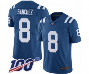 Youth Indianapolis Colts #8 Rigoberto Sanchez Royal Blue Team Color Vapor Untouchable Limited Player 100th Season Football Jersey