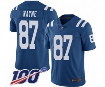 Youth Indianapolis Colts #87 Reggie Wayne Limited Royal Blue Rush Vapor Untouchable 100th Season Football Jersey