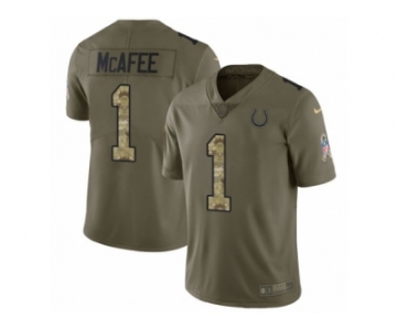 Youth Nike Indianapolis Colts #1 Pat McAfee Limited Olive Camo 2017 Salute to Service NFL Jersey