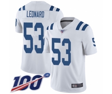 Youth Nike Indianapolis Colts #53 Darius Leonard White Vapor Untouchable Limited Player 100th Season NFL Jersey