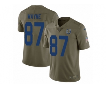 Youth Nike Indianapolis Colts #87 Reggie Wayne Limited Olive 2017 Salute to Service NFL Jersey