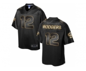 Nike Green Bay Packers #12 Aaron Rodgers Pro Line Black Gold Collection Jersey[Game]