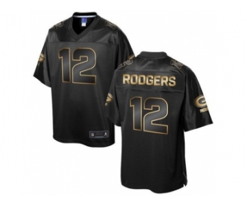 Nike Green Bay Packers #12 Aaron Rodgers Pro Line Black Gold Collection Jersey[Game]