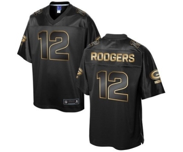 nike nfl jerseys green bay packers #12 rodgers black gold collection[game]