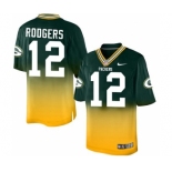 Men's Green Bay Packers #12 Aaron Rodgers Elite Green Gold Fadeaway Football Jersey