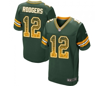 Men's Green Bay Packers #12 Aaron Rodgers Elite Green Home Drift Fashion Football Jersey