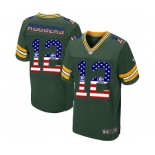 Men's Green Bay Packers #12 Aaron Rodgers Elite Green USA Flag Fashion Football Jersey