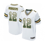 Men's Green Bay Packers #12 Aaron Rodgers Elite White Road Drift Fashion Football Jersey